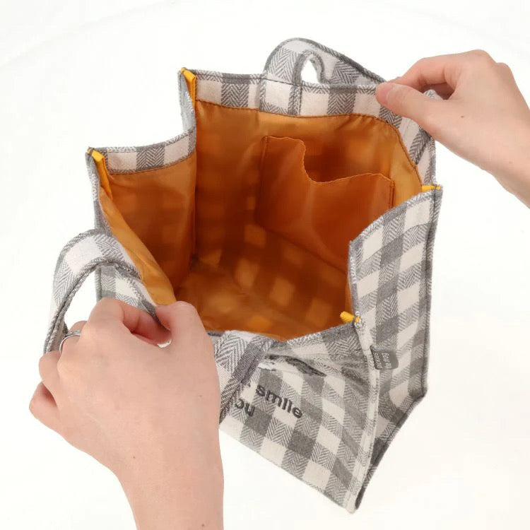 Pickles Frog泡菜蛙|简洁黑白格纹托特包/收纳包/防水内里|H23×W23×D12cm