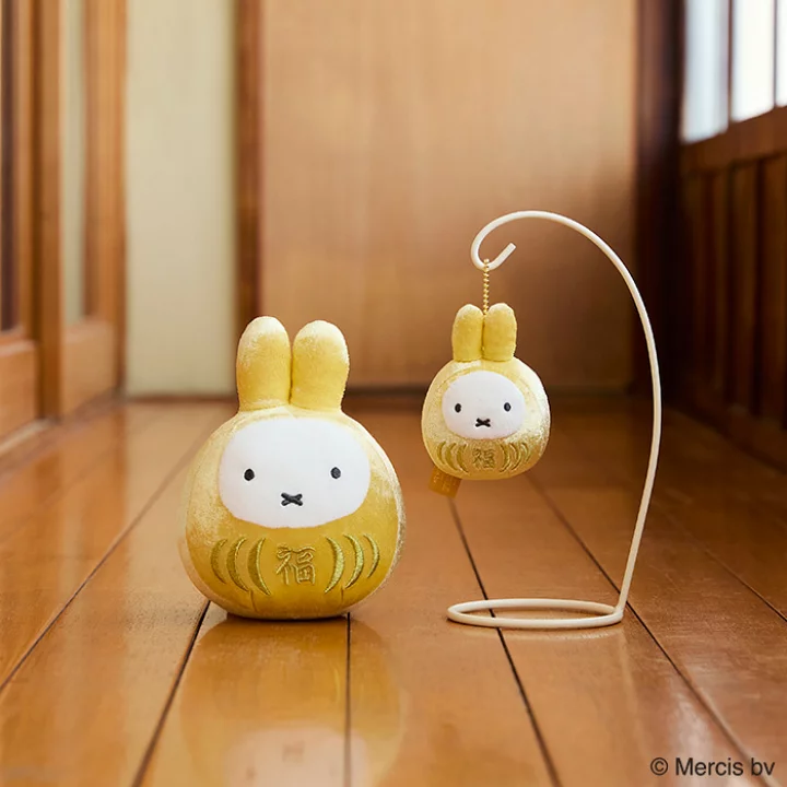 Miffy|Gold Lucky Daruma Mascot Holder /Plush Keychain|H12 x W8 x D7cm approx.