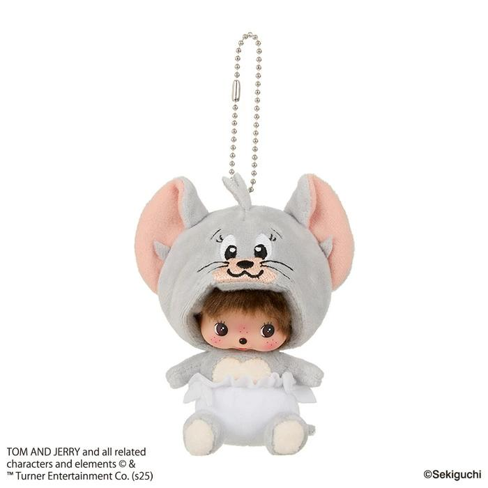 Monchhichi|Tom & Jerry x Monchhichi Tuffy Bebichhichi Big Face SS Mascot Holder /Plush Keychain|H11 x W9 x D6.5cm approx.