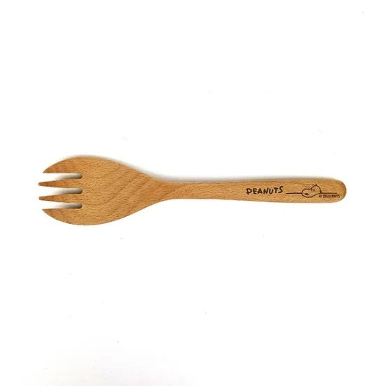 Snoopy|天然木使用史努比大版叉子/沙拉勺/叉勺一体式设计|约23.5cm×5.3cm×1cm