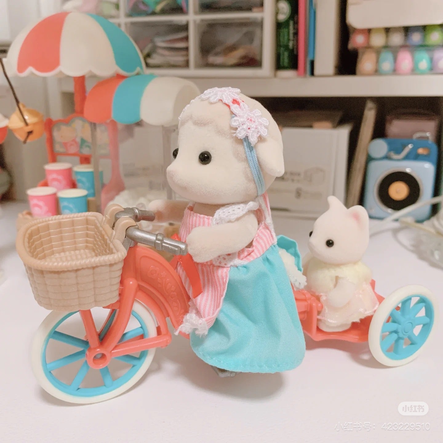 SylvanianFamilies森贝儿家族|Popcorn Delivery Trike-Sheep Mother Barbara羊妈妈爆米花贩卖车摊套组/三轮车摊可拆卸5653
