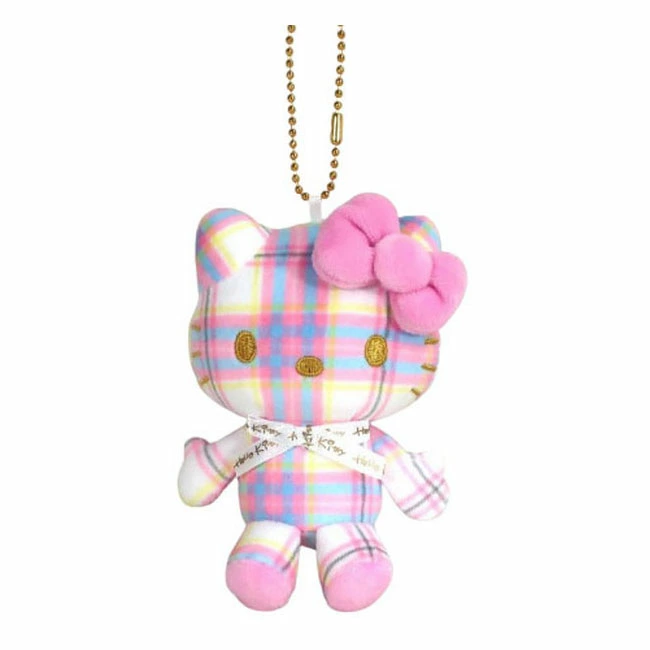HelloKitty|Sanrio 50th Anniversary Collection Tartan Mascot Holder /Plush Keychain| 85x100x45mm approx.