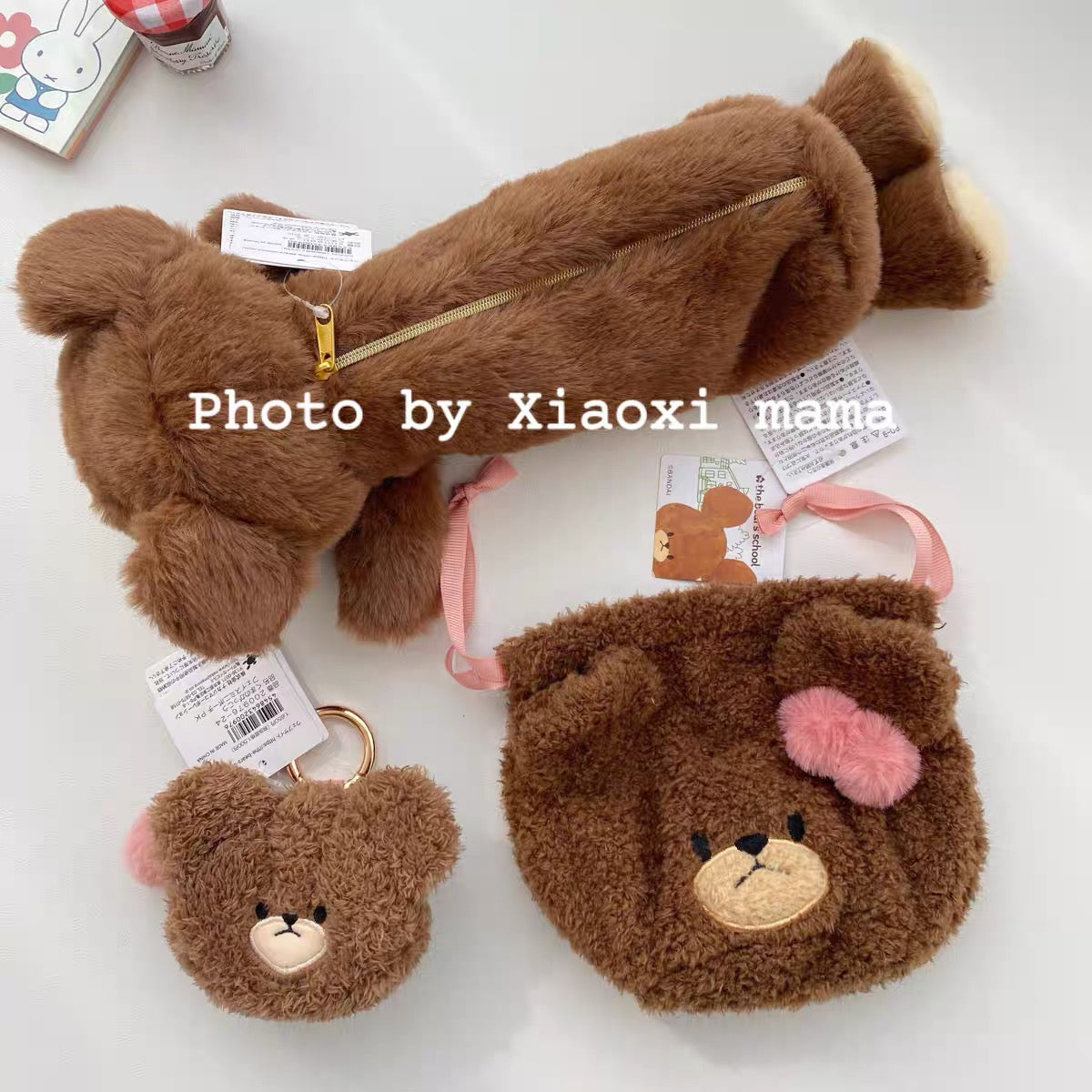 The bear’s school|Face Drawstring Bag|H16×W11×D2.5cm approx.