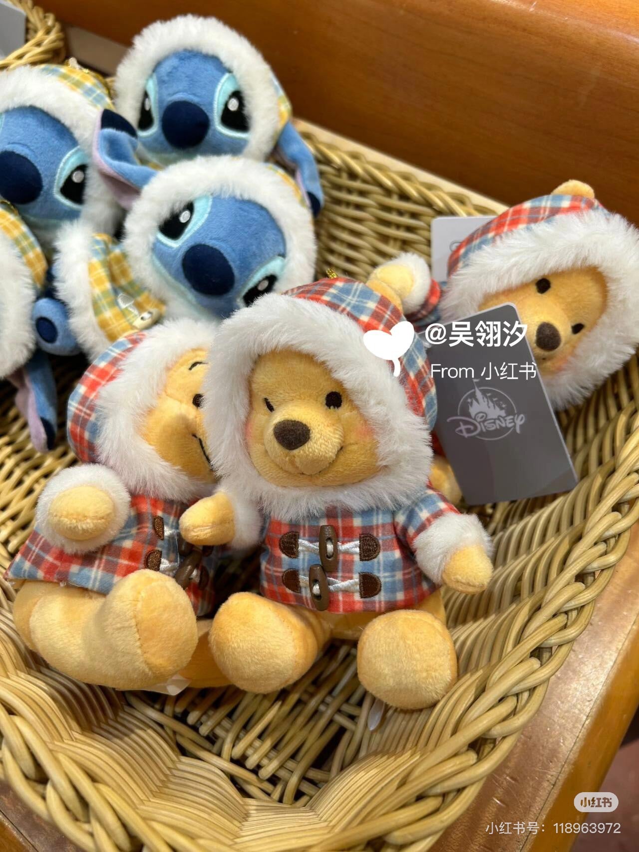 Disney迪士尼|Winter Jacket Doll东迪冬日限定格纹大衣斗篷坐姿毛绒玩偶钥匙扣挂件/包挂|约高 14 x 宽 14 x 深 9(cm)