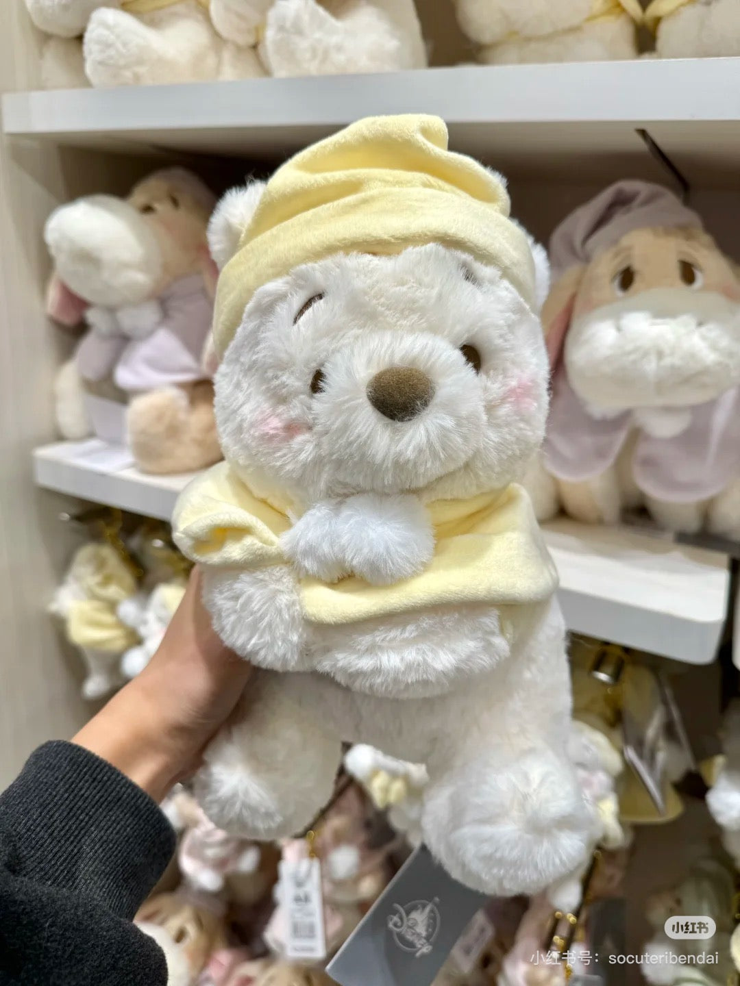 Disney迪士尼|Plush Toy (S)/ White Pooh Fruit Latte Color Cape 东迪冬日限定水果拿铁色睡衣睡帽斗篷系列可爱角色坐姿毛绒玩偶/公仔/S号|约28×17×19cm