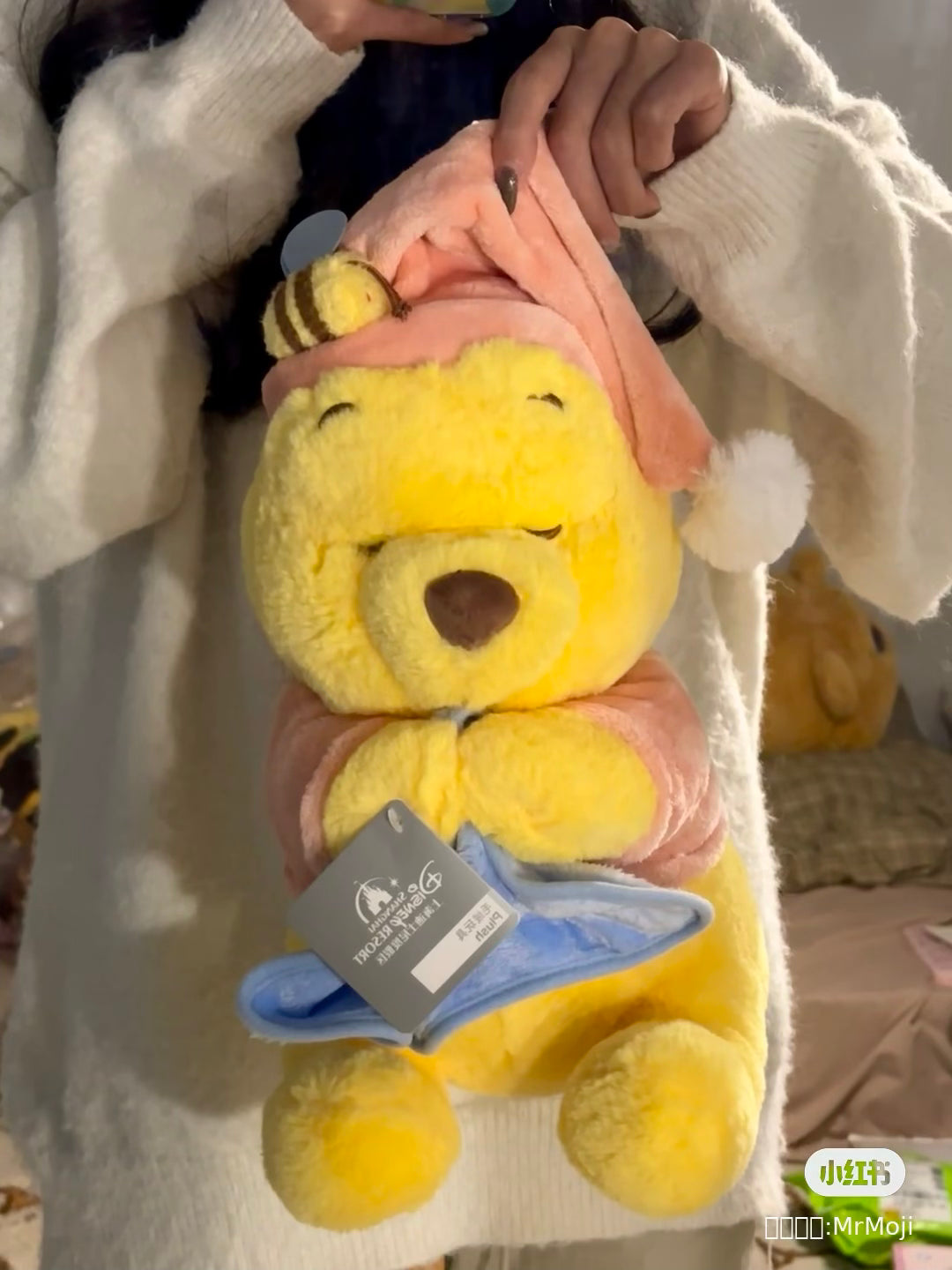 Disney SH|winnie the pooh居家维尼/晚安睡帽噗噗大玩偶
