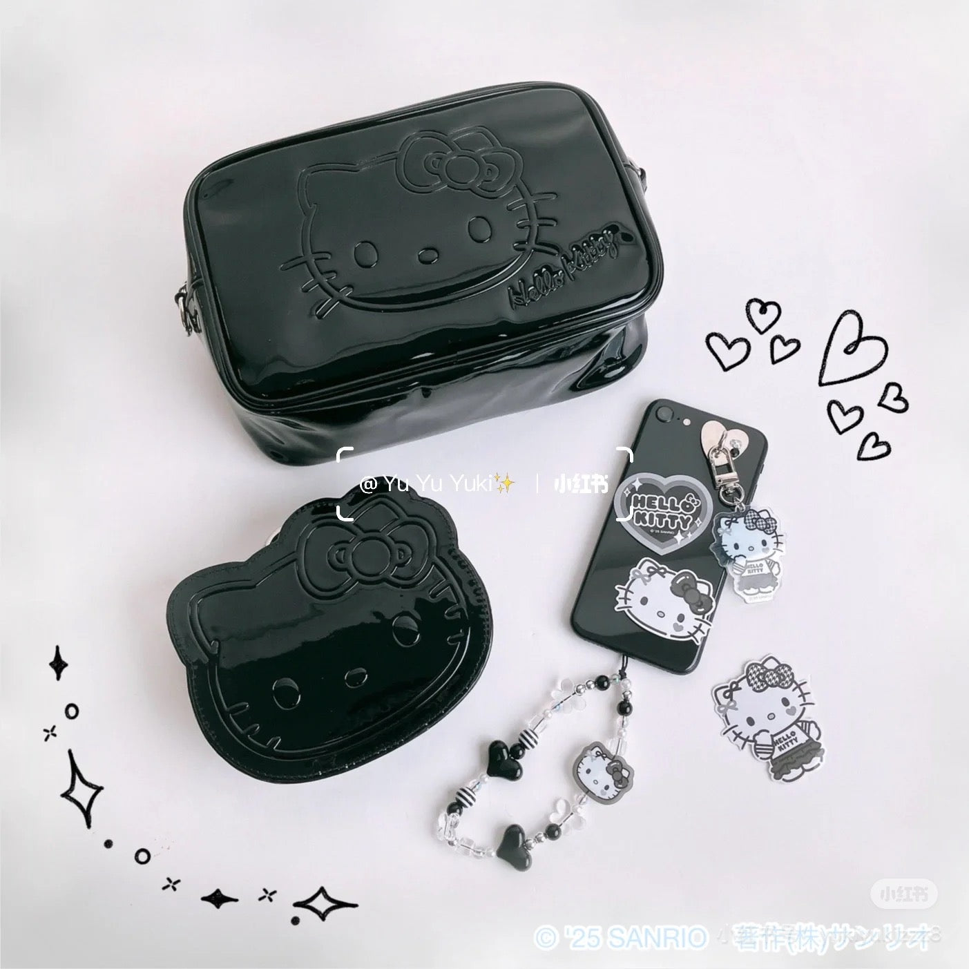 Sanrio三丽鸥|Charm Decoration Set Monotone黑白印象系列手机吊饰装饰DIY套装|约 5.5×1×12cm