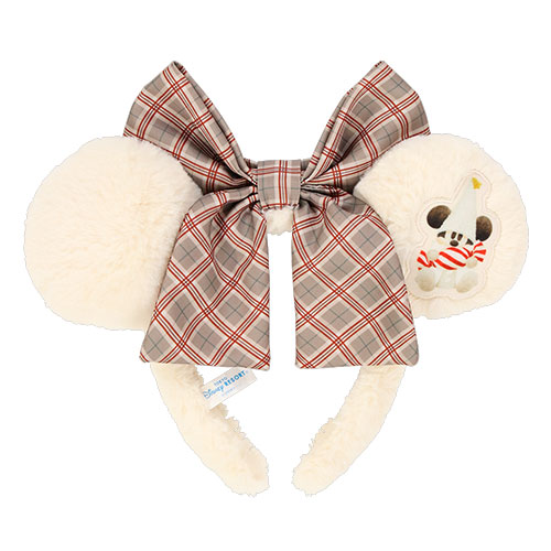 Disney迪士尼 |Merry Lil RingRing Mickey东迪2024圣诞精灵妖精米奇系列格纹蝴蝶结发箍/背面耳朵有米奇