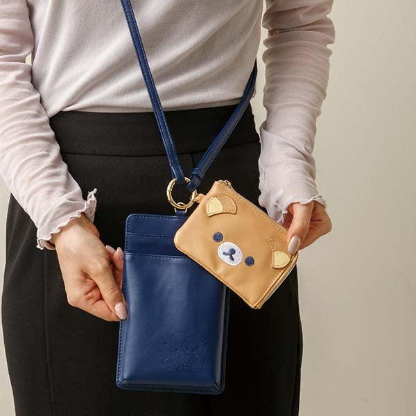 Rilakkuma轻松熊|晚安睡梦系列超软皮质感零钱包手机包斜背包组|手机包约180×110×10mm