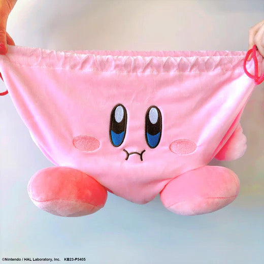 Kirby|可爱撅嘴大容量巾着/束口袋/收纳袋/脚可以捏捏/放软的物品就像一只玩偶|约30cm×25cm×6cm