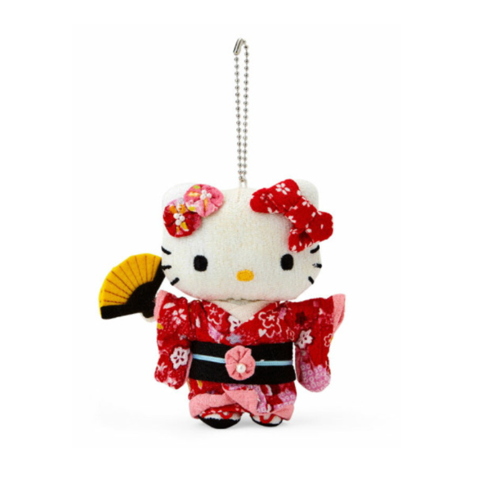 Hello kitty|Crepe Japanese kimono Mascot Holder /Plush Keychain|12×5×12cm approx.