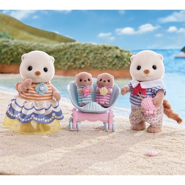 SylvanianFamilies森贝儿家族|Sea Otter Family海獭家族系列/双胞胎一家四口套组/玩具/过家家5803