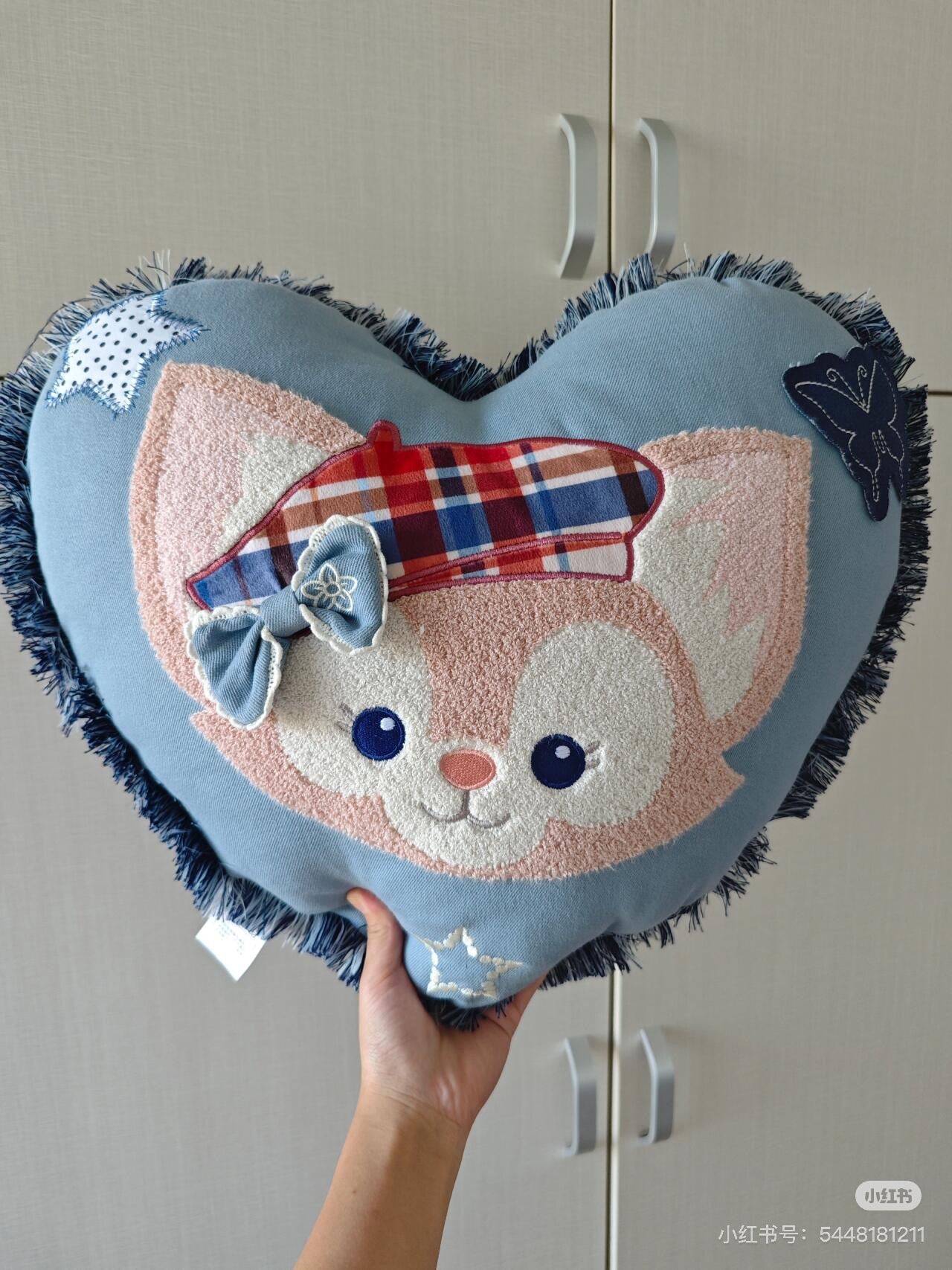 Disney SH|牛仔系列ShellieMay雪莉玫&LinaBell玲娜贝儿双面图案爱心抱枕/靠垫