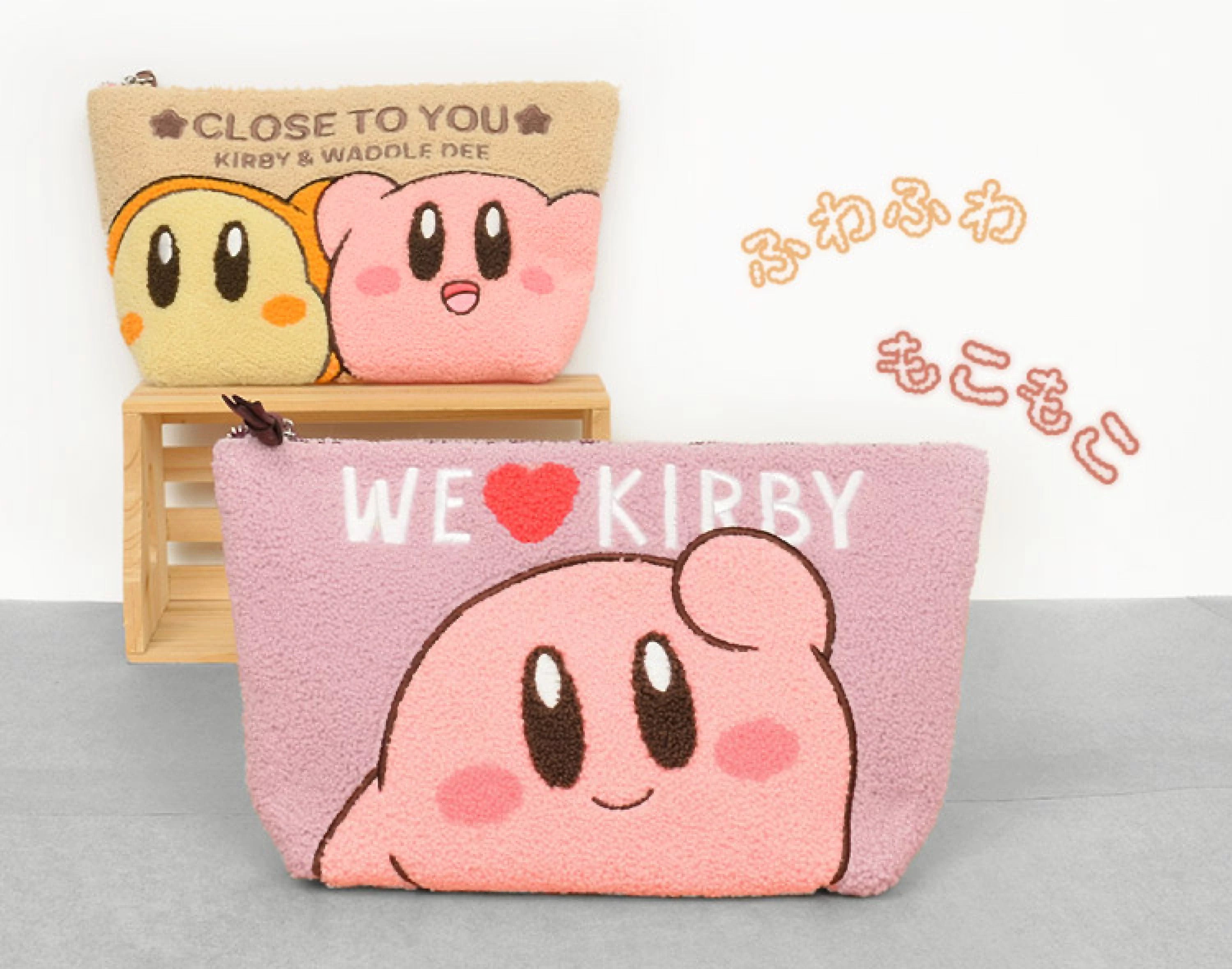 Kirby|we love Kirby限定毛绒绒刺绣植绒大容量化妆包|约W28cm×18cm×4cm