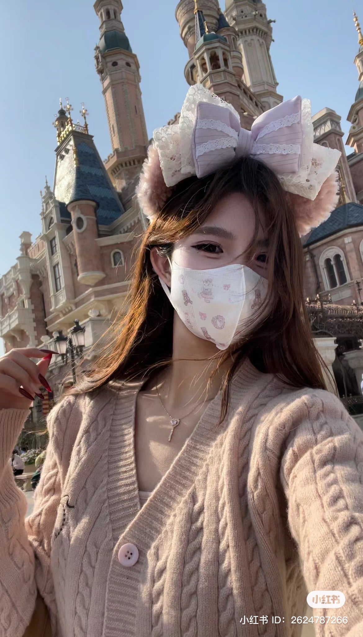 Disney SH|春日达菲和朋友们系列雪莉玫/玫玫淡紫色蕾丝蝴蝶结发箍