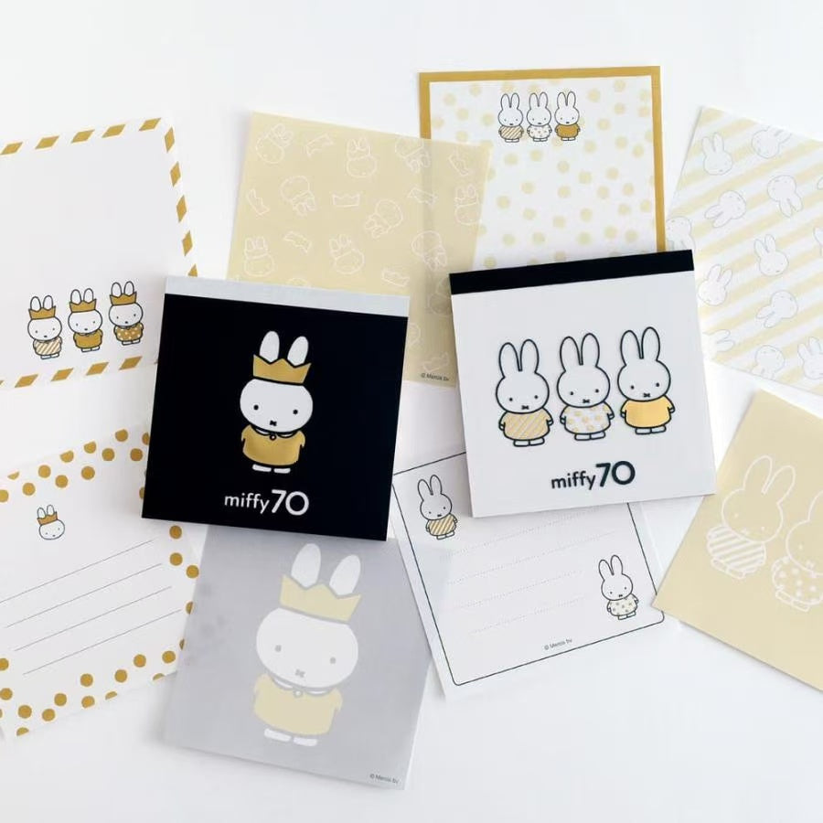 Miffy|70th Anniversary Gold Crown Square Memo|100×100mm approx.