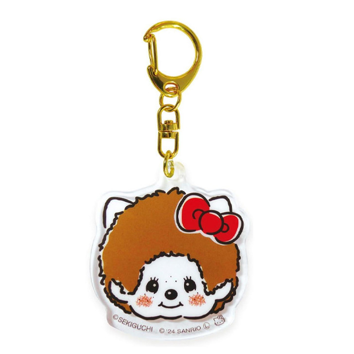 Monchhichi|Sanrio Hello Kitty Acrylic Mascot Keychain|4.9 x 4.3 x 1.0cm approx.