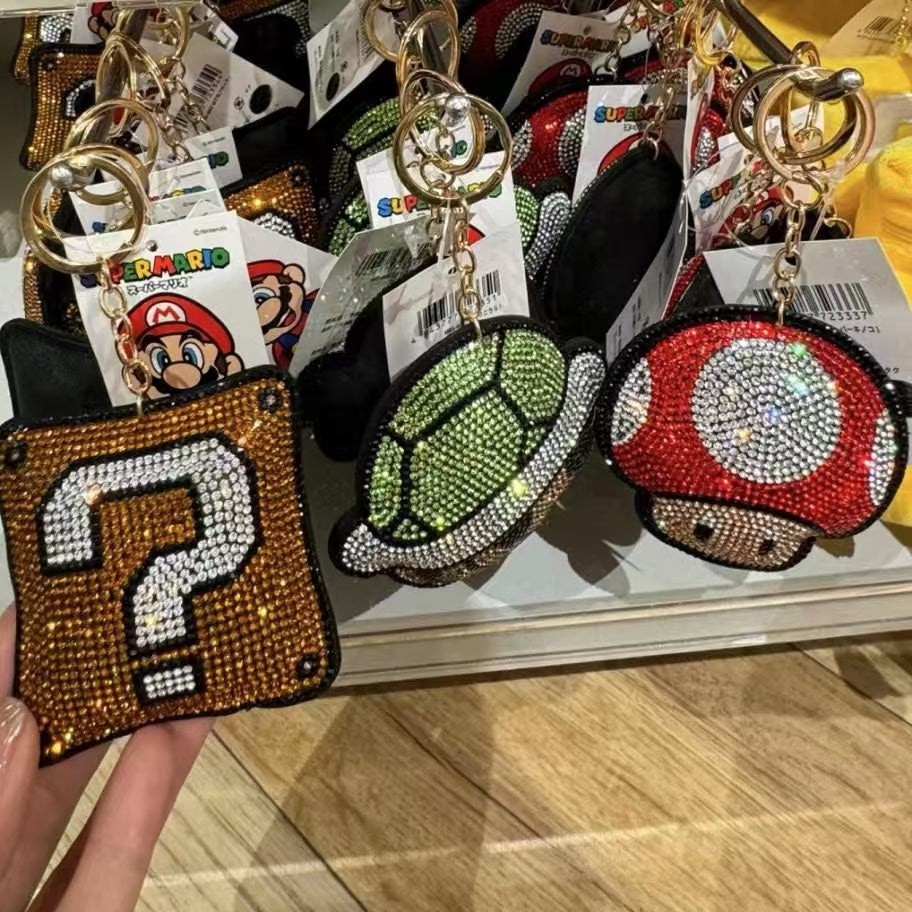 Nintendo|Mario Glitter Deco Key Holder Keychain/Keyring|88×85×20mm approx.