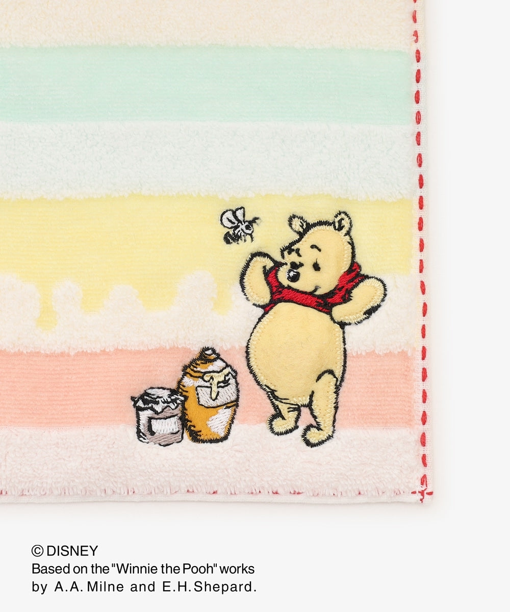 Disney|噗噗小熊维尼Afternoon Tea联名限定彩色条纹棉柔小方巾/小毛巾/手帕| 縦25cm/横25cm