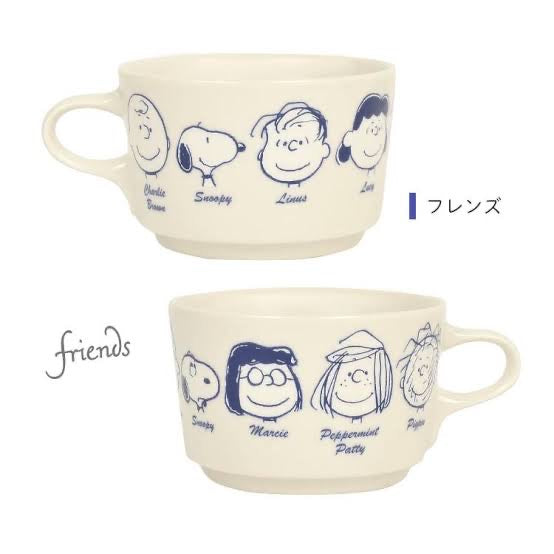 Snoopy|漫画风白青色陶瓷马克杯/soup杯|約340ml