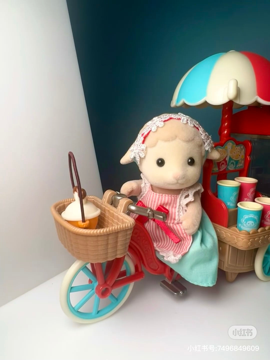 SylvanianFamilies森贝儿家族|Popcorn Delivery Trike-Sheep Mother Barbara羊妈妈爆米花贩卖车摊套组/三轮车摊可拆卸5653
