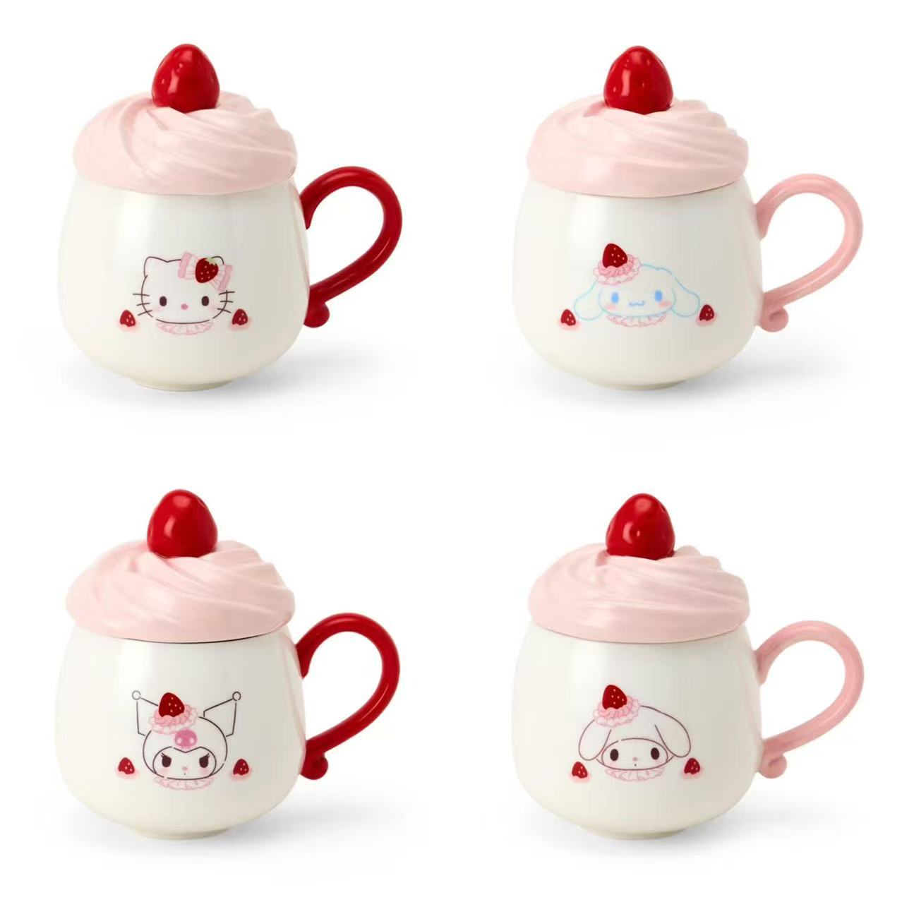 Sanrio|Strawberry Whipped Cake 3D Porcelain Mug| 13.5×9×13.5cm approx.