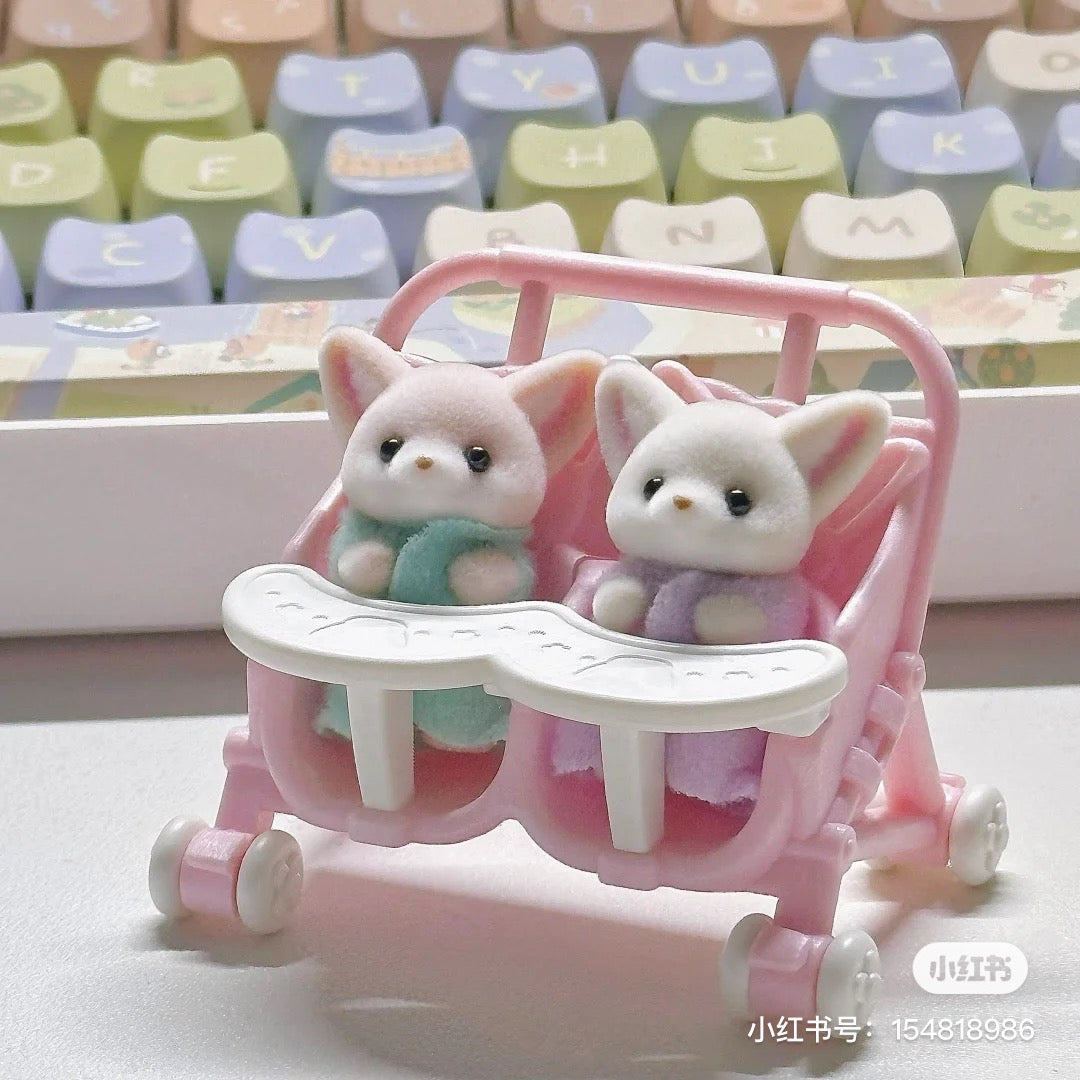 SylvanianFamilies森贝儿家族|Fennec Fox Family耳阔狐一家四口双胞胎套组/玩具/过家家5696
