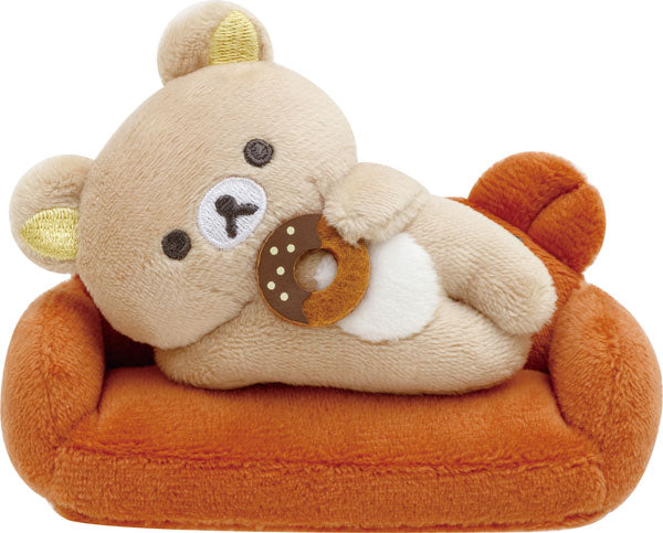 Rilakkuma轻松熊|cafe巧克力甜甜圈系列卧姿迷你公仔/可拆分成独立|约70×95×35mm