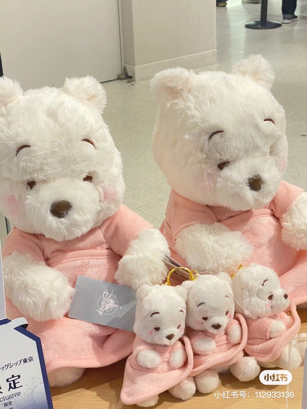 Disney|2023 Winnie the pooh小熊维尼White pooh白色冬日东京限定粉色抱毯挂件|約 高11.5 x 寬 9.5 x 深 9(cm)
