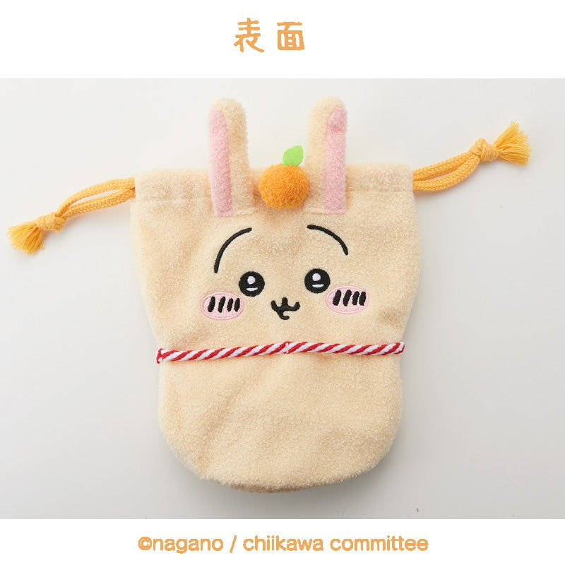 Chiikawa 吉伊卡哇|镜饼限定角色大头巾着/束口袋|約W160×H160×D10mm