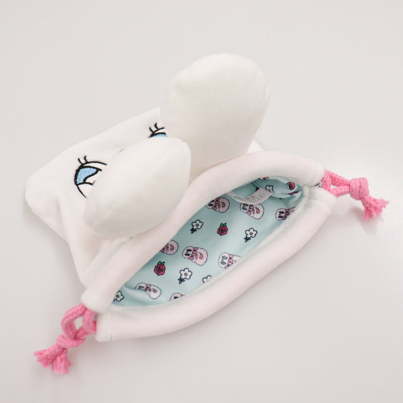 EstherBunny艾丝乐小兔|奶油兔脸型束口袋/巾着包/收纳袋/内里有也有兔兔图案|约H150xW130mm