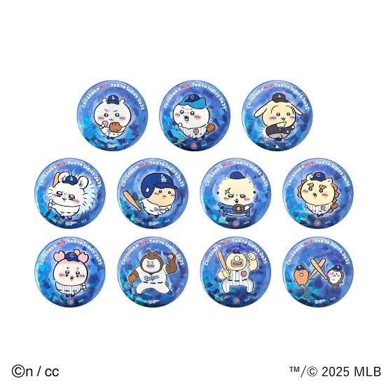 【limit 3】Chiikawa 吉伊卡哇| Chiikawa X MLB Tokyo Series Hologram Can Badge Blind Box / 11 types| 1 bag
