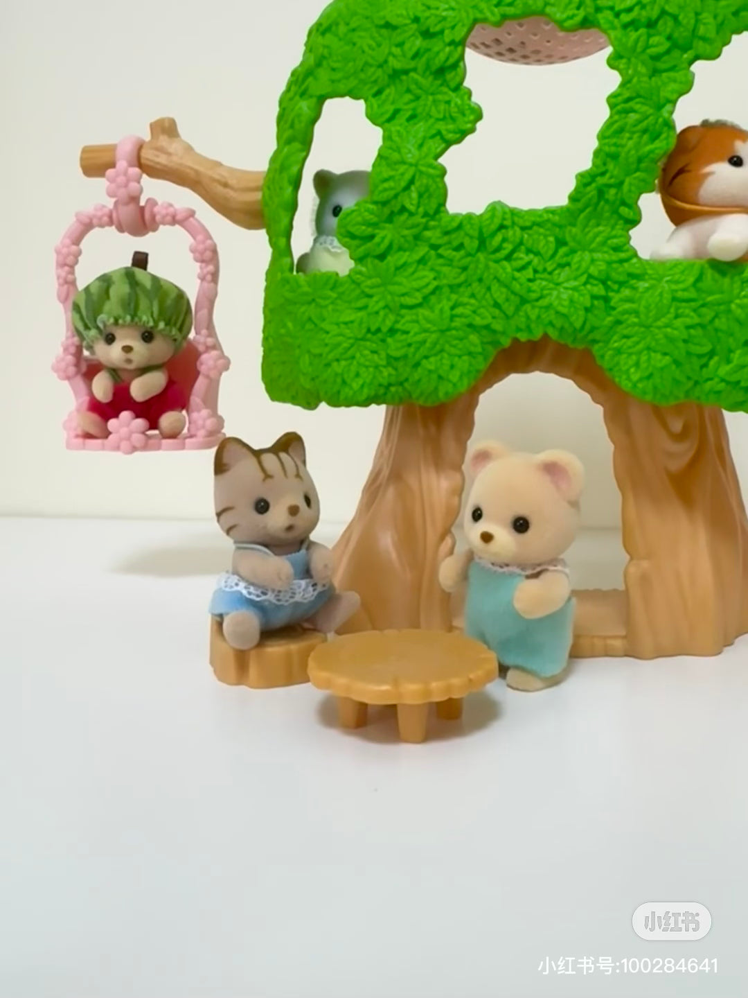 SylvanianFamilies森贝儿家族|Baby Tree House-Striped Cat 幼儿园小树屋+三纹猫站宝套组/玩具/过家家5318