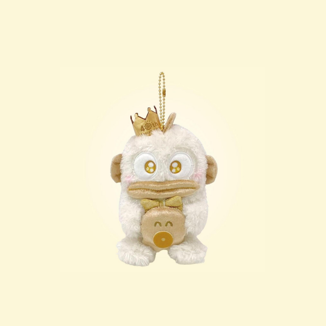 Sanrio|Hangyodon 40th Anniversary Golden Birthday Mascot Holder /Plush Keychain|11.0 x 11.0 x 14.0cm approx.