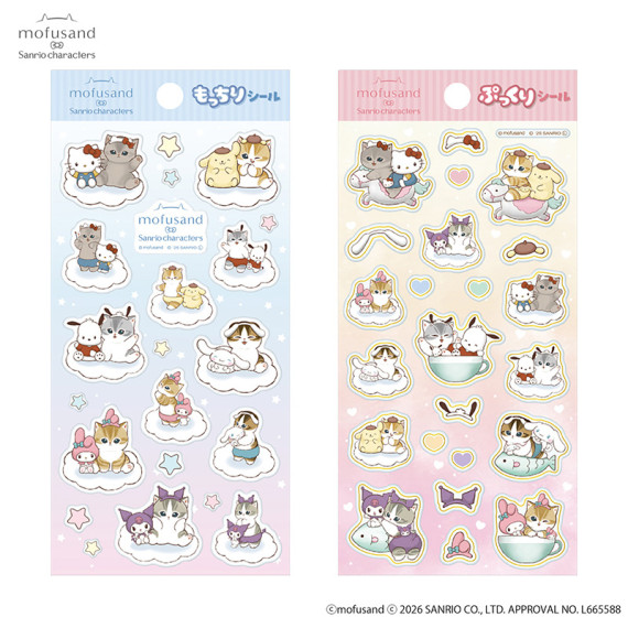Mofusand|Sanrio Characters Puffy Stickers|H172 x W91 mm approx.