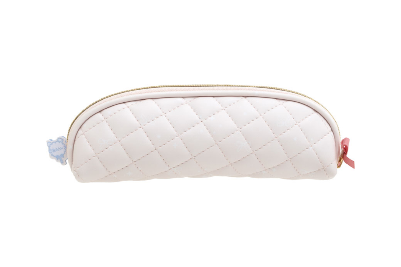 Rilakkuma轻松熊|Korilakkuma Osora no Kururin Wataame Pen Pouch天空白云棉花糖系列浅粉色菱格纹笔袋/收纳袋|約 70 x 190 x 40mm