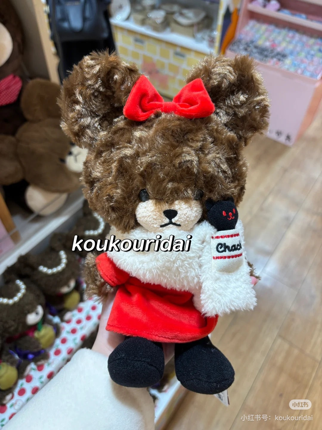 The bear’s school上学熊|Fluffy Hood S Plush Toy冬日围巾大衣毛茸茸玩偶/公仔|约H19 x W16 x D10cm