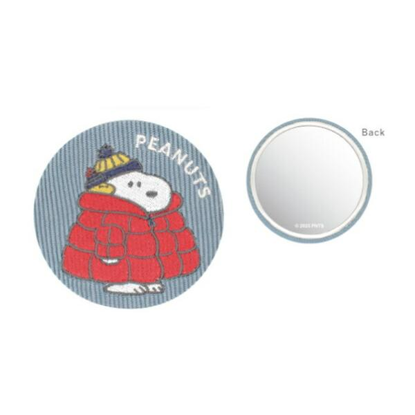 Snoopy|PEANUTS Corduroy Embroidered Tin Mirror|Φ75 x D5mm approx.
