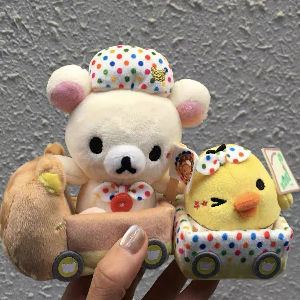 Rilakkuma轻松熊|20周年限定Korilakkuma小白熊+Kiiroitori鼻孔鸡+Rilakkuma轻松熊选举合奏巡游车毛绒玩偶套组摆件/公仔