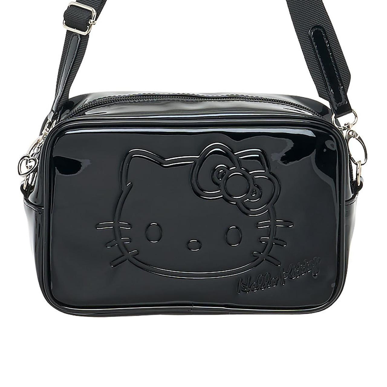 Sanrio三丽鸥|Shoulder Bag Monotone黑白印象系列爱心拉链皮质感斜挎包/里面也有可爱图案|约23×9×15cm