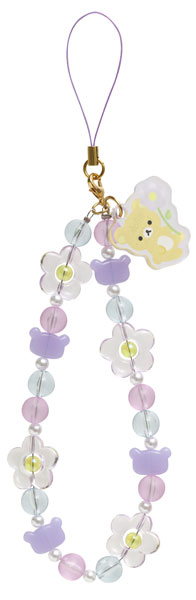 Rilakkuma|Flower Sparkling Bead Hand Strap Phone Charm|140×50mm approx.