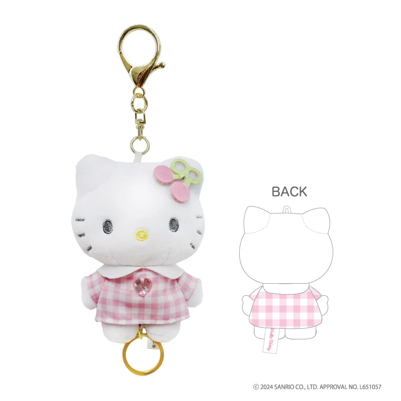 HelloKitty凯蒂猫|Plush Keychain With Reel - Hello Kitty / Nurse Blue天使护士系列可伸缩毛绒玩偶钥匙扣挂件/包挂|约H116 × W75 × D63mm