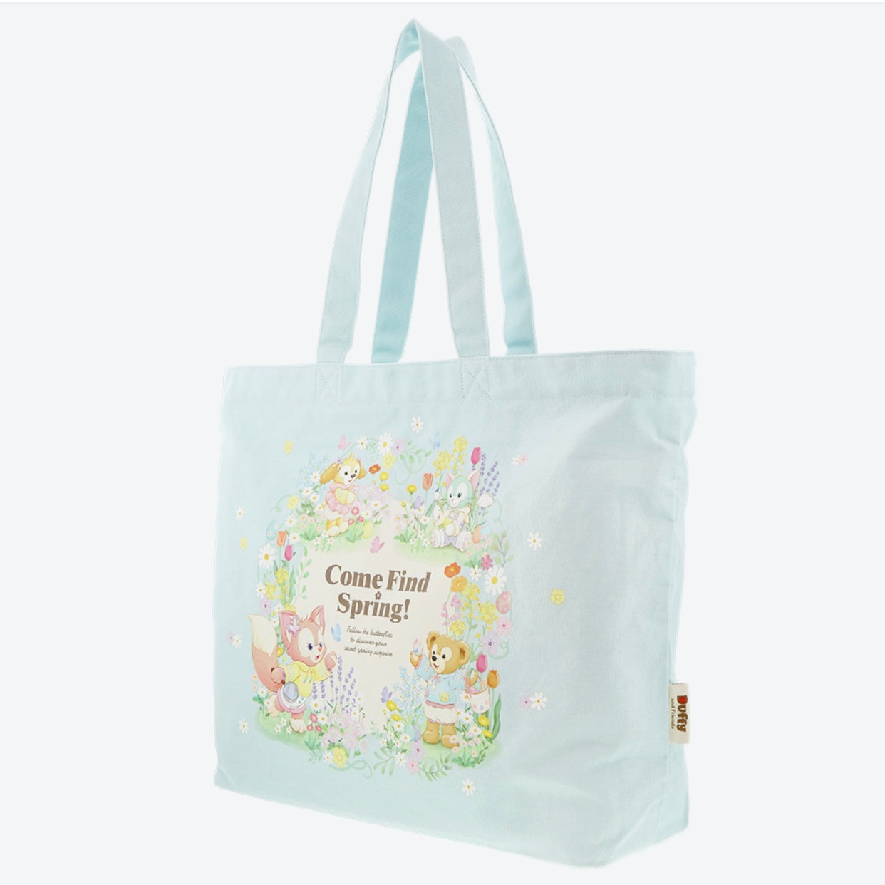 Disney迪士尼|2024东迪春日复活节限定浅蓝色超大容量拉链式帆布包/单肩包|約幅58×奥行14×高さ42cm