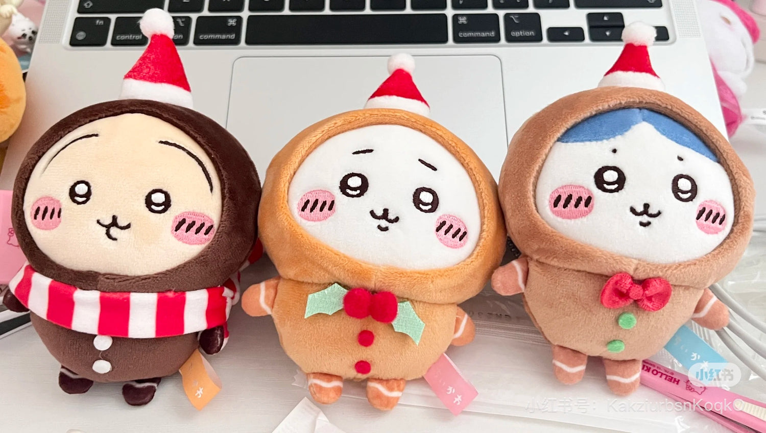 Chiikawa 吉伊卡哇|Plush Keychain 2024圣诞限定姜饼人系列毛绒挂件/包挂|约H140 x W90 x D55mm