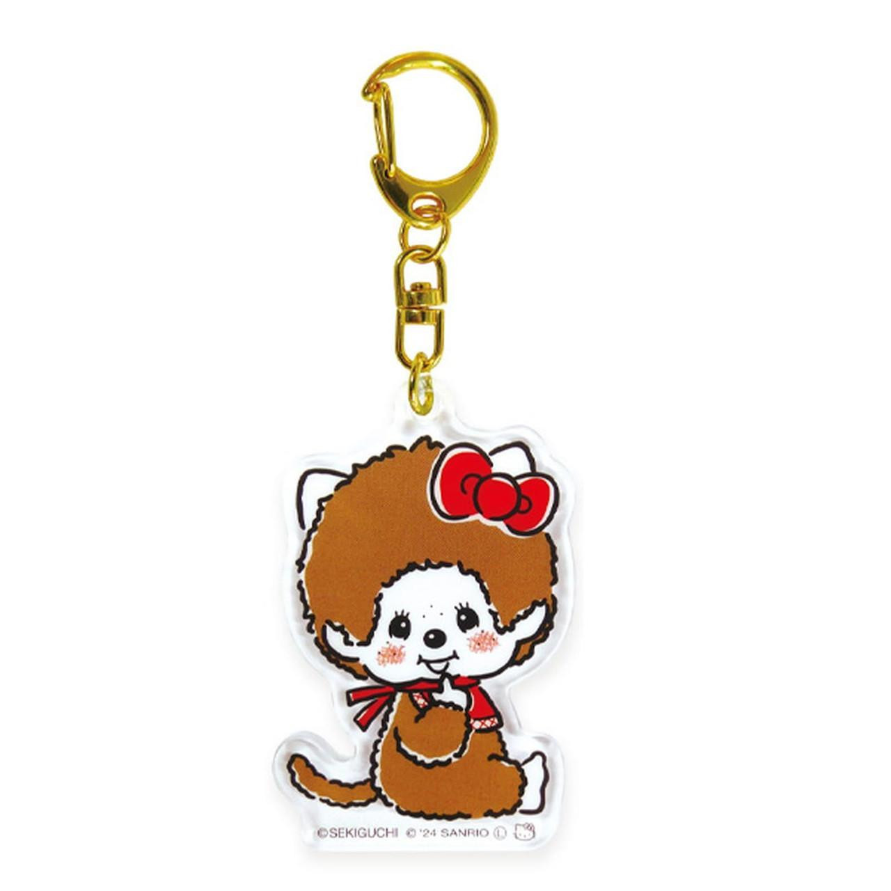 Monchhichi|Sanrio Hello Kitty Acrylic Mascot Keychain|4.9 x 4.3 x 1.0cm approx.