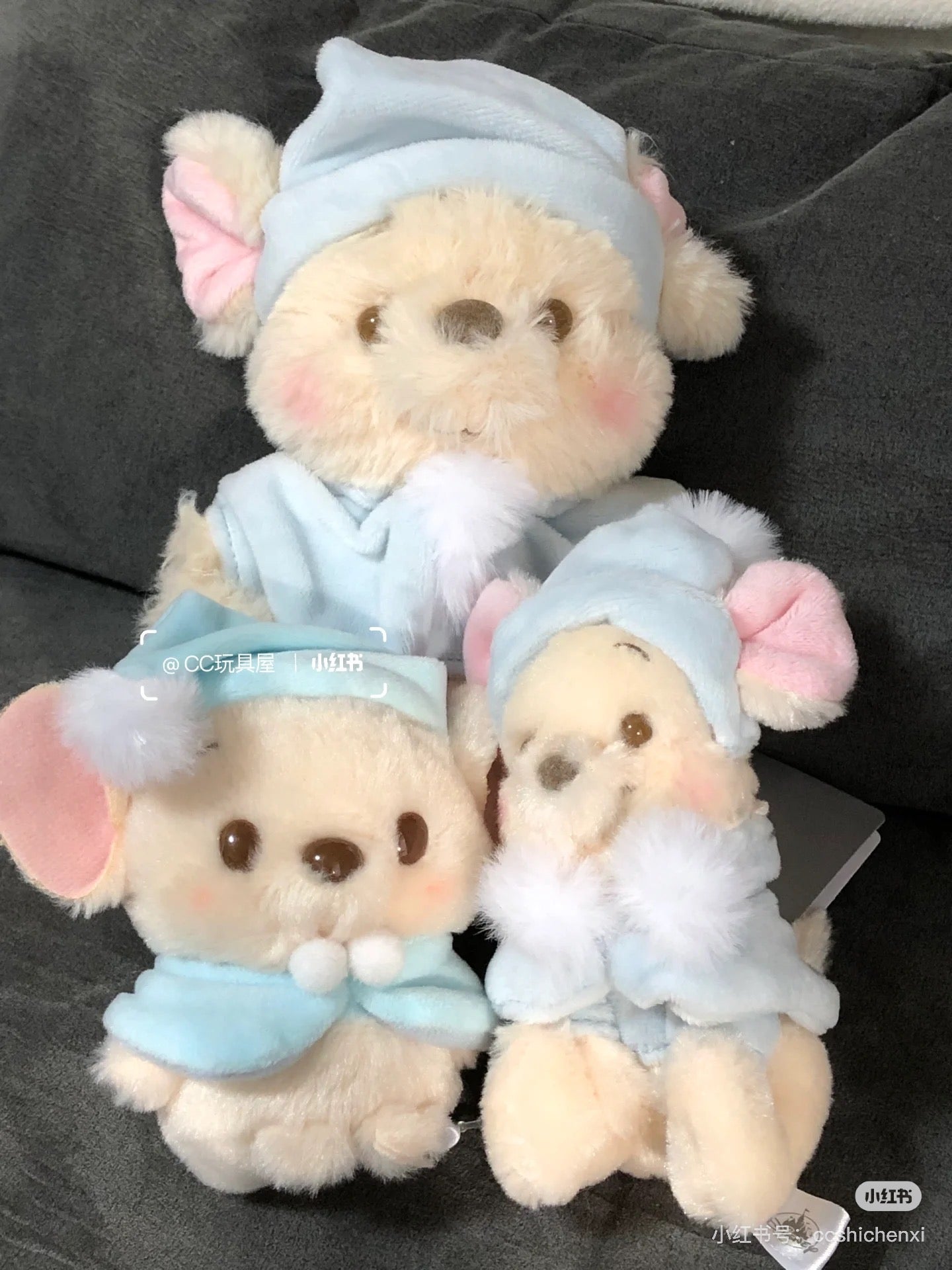 Disney迪士尼|Winnie the Pooh Urupocha-chan Plush Doll Fruit Latte Color东迪冬日限定水果拿铁色睡衣睡帽斗篷系列豆豆眼毛绒小玩偶/公仔摆件|约H11.5×W10.5×D7.5cm