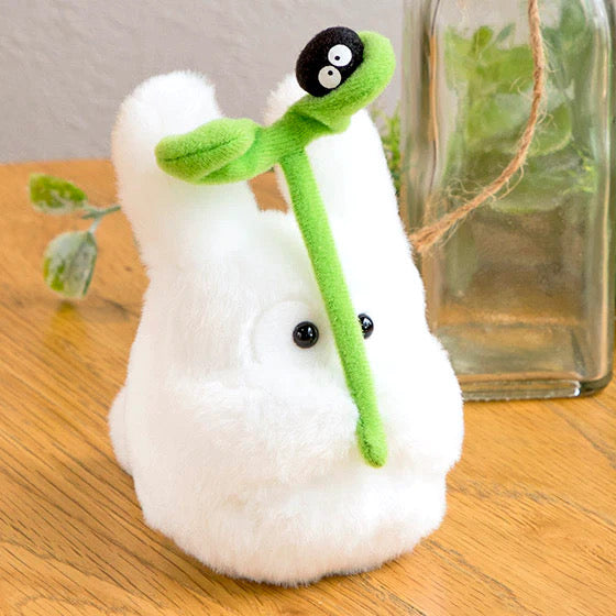 My neighbor totoro|宫崎骏限定毛茸茸白龙猫小叶子举煤球mini公仔/玩偶|约W100×H140×D140mm