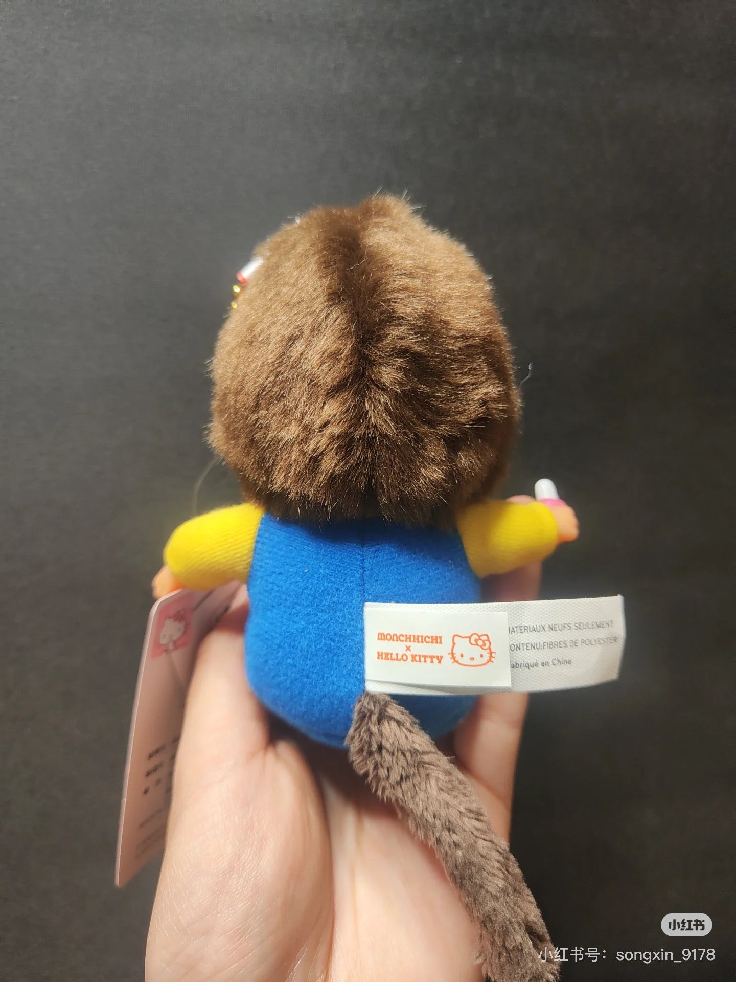 Monchhichi|Hello Kitty x Monchhichi Big Face (SS) Keychain Plush Toy|H12 x W7.5 x D6cm approx.