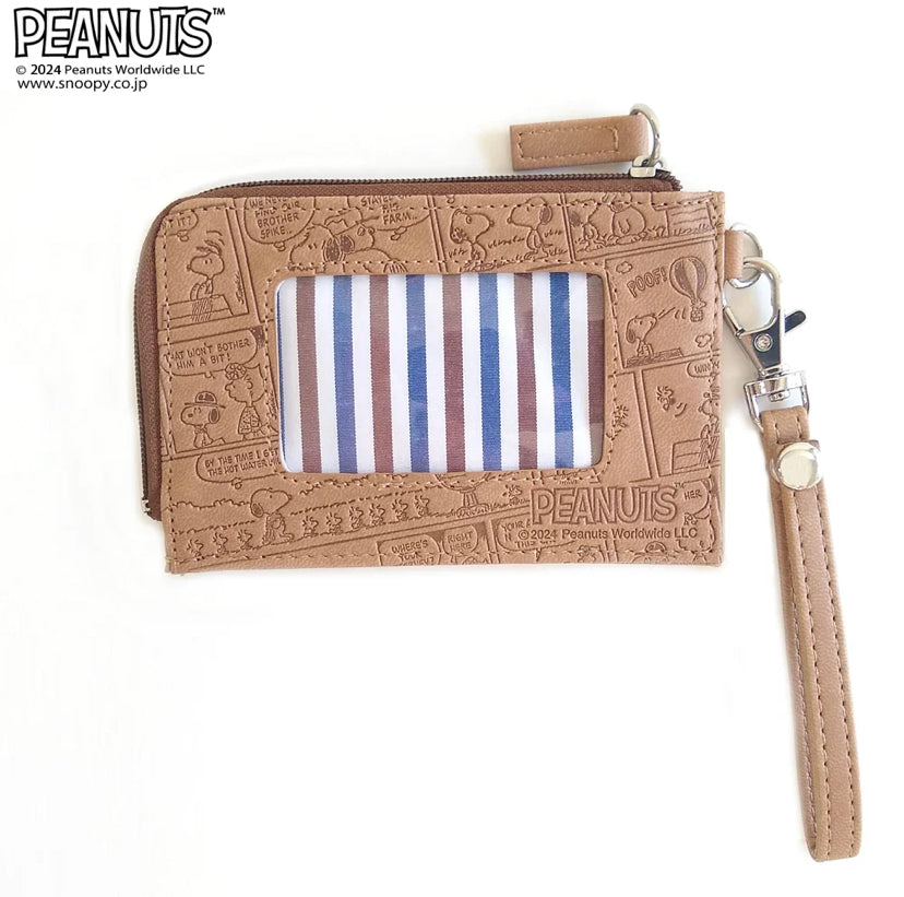 Snoopy史努比|snoopy压花面料可伸缩棕色卡包|长约18cm