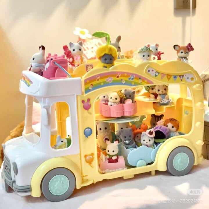 SylvanianFamilies森贝儿家族|Rainbow Fun Nursery Bus 彩虹校车套组/不含玩偶/套组/玩具/过家家5744